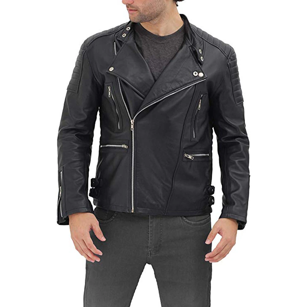 Allaric Quilted Black Leather Biker Jacket