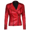 Asymmetrical Red Real Womens Lambskin Leather Jacket