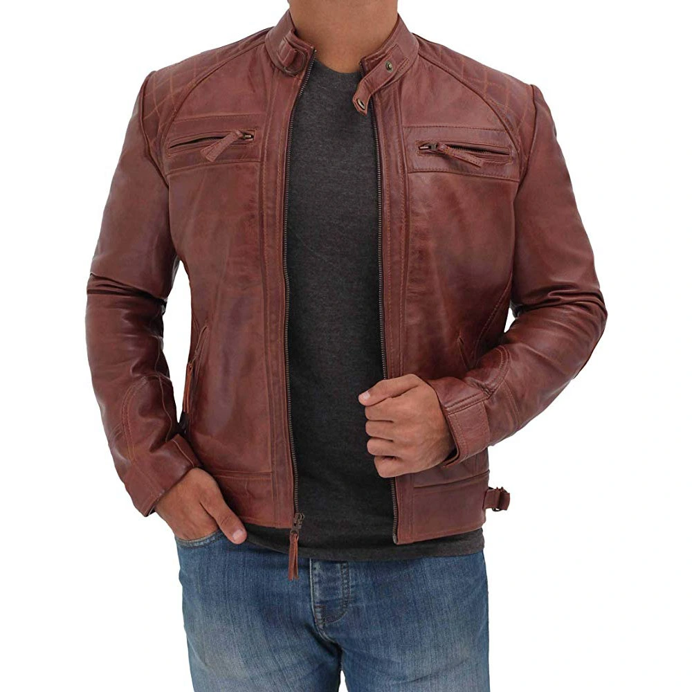 Mens Vintage Biker Leather Jacket