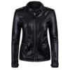 Short Black Leather Biker Jacket