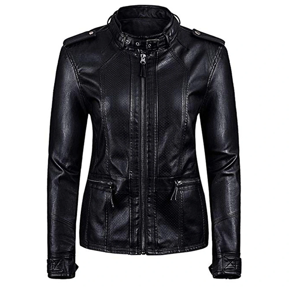 Short Black Leather Biker Jacket