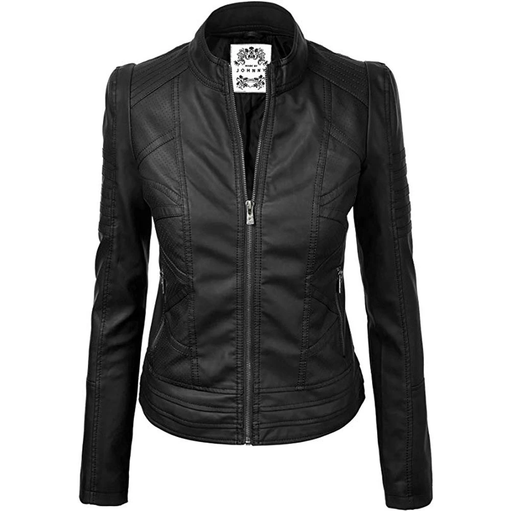 Matte Black Leather Biker Jacket