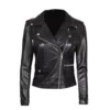 Women's Black Zipper Biker Leather Jacket