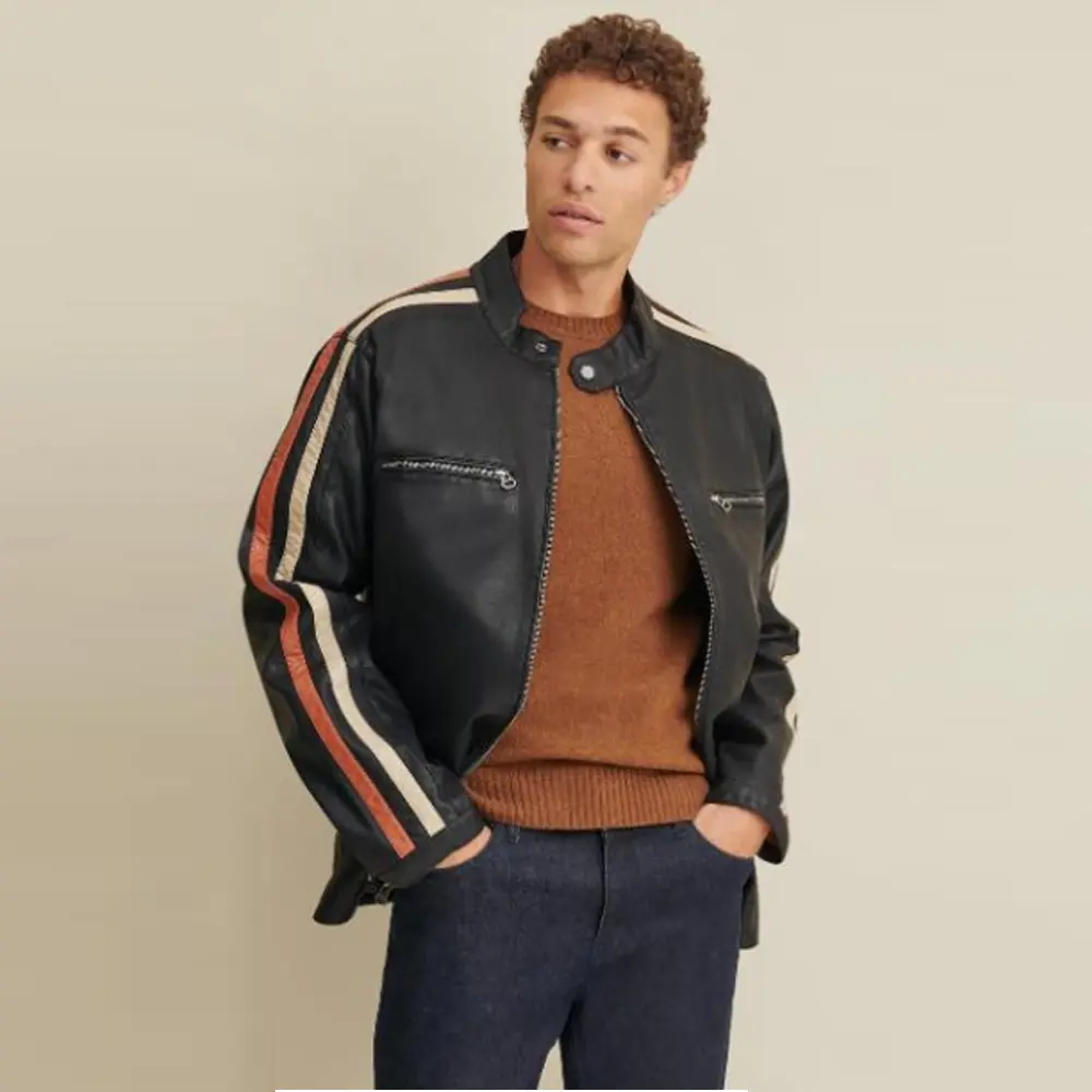 Big & Tall Motorcycle Faux-Leather Jacket