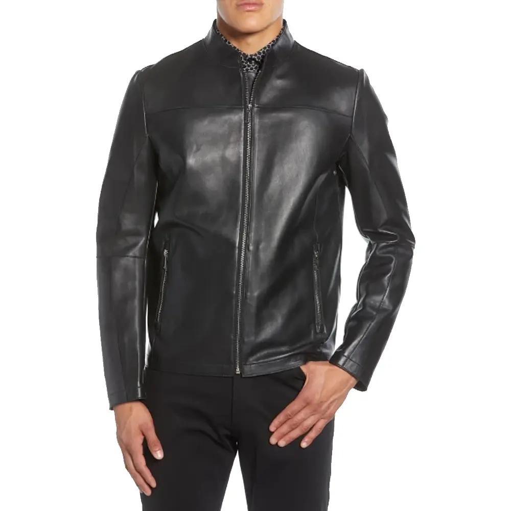 Bonded Leather Racing Jacket