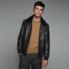 Leather Aviator Jacket Shearling Collar