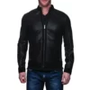 Mosaic Leather Bomber Jacket