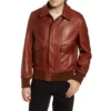 Pebble Texture Leather Bomber Jacket