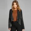 Shayna Drape Leather Jacket