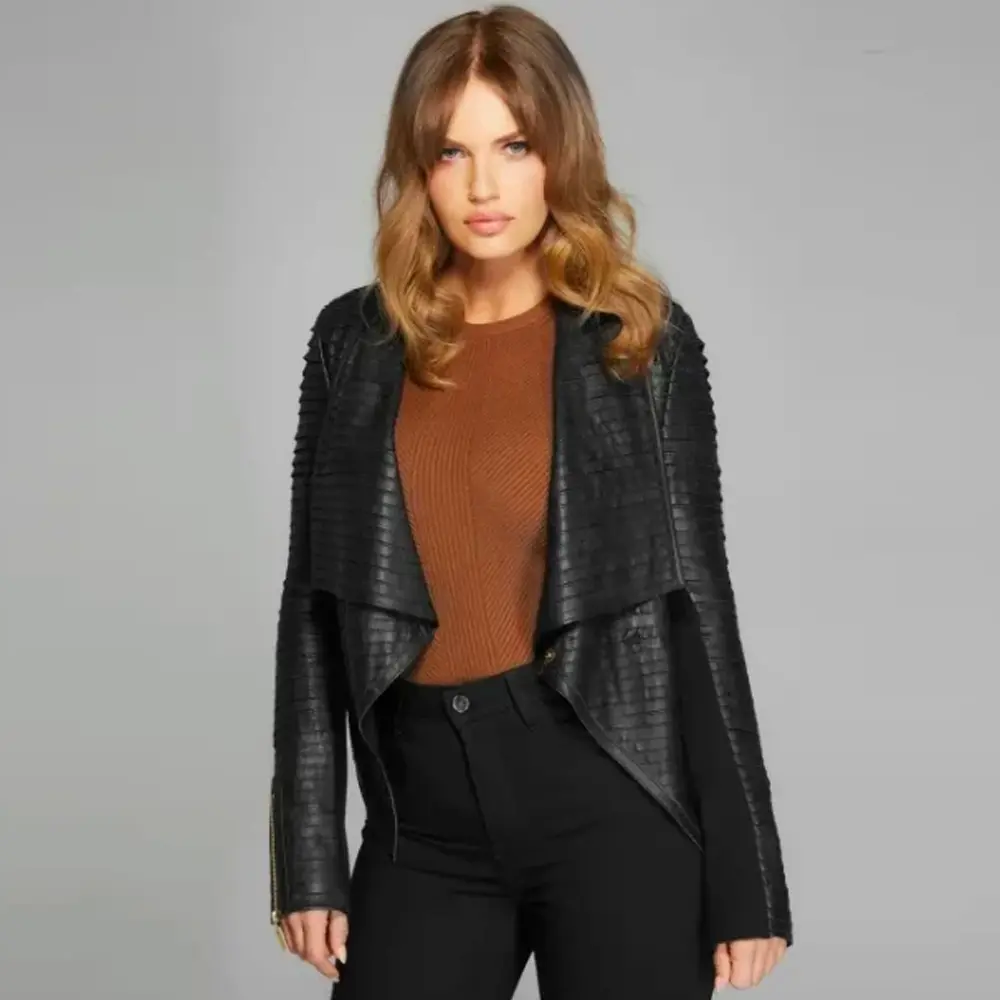 Shayna Drape Leather Jacket