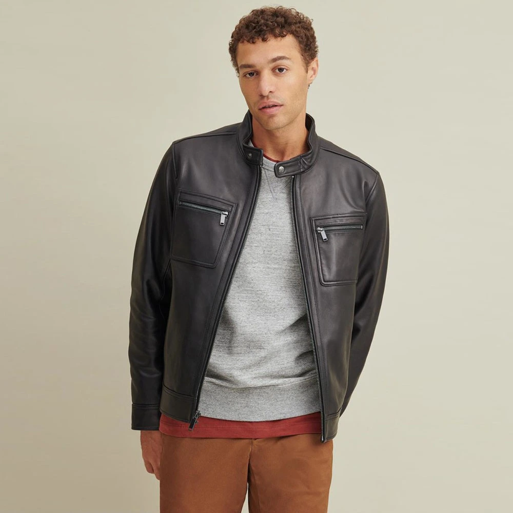 Tab Collar Leather Jacket - Meets Modern Design