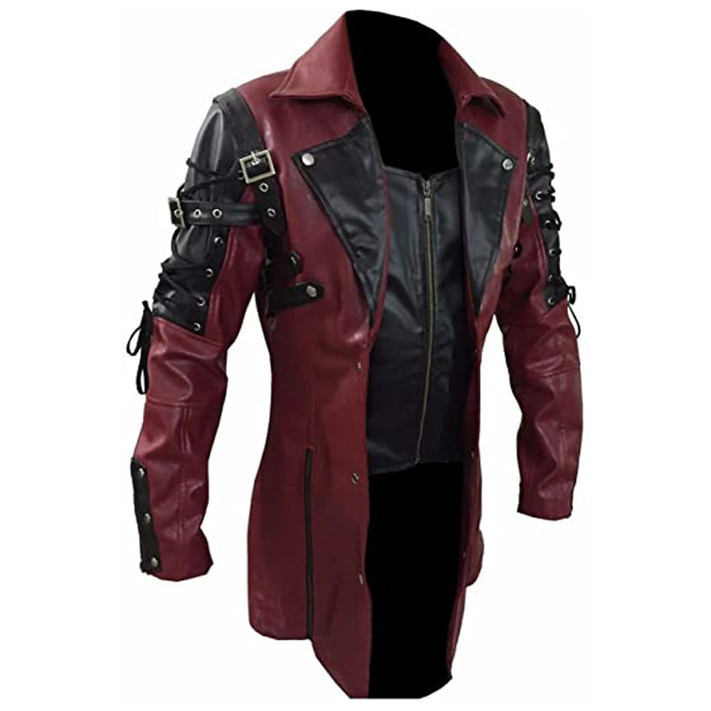 Steampunk Maroon & Black Renaissance Punk Victorian Gothic Coat