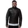 Dodge Mens Vintage Brown Cafe Racer Leather Jacket