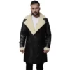 Mens Dark Brown Leather Shearling Coat