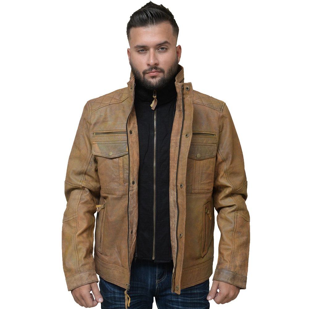 Men's Fashion Brown Leather Jacket