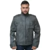 Tavares Mens Distressed Gray Leather Jacket