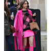 Emily In Paris Lily Collins Pink Wool Long Coat